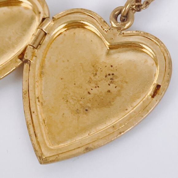 Vintage Mother of Pearl Heart Photo Locket Necklace 50s Hand Painted Mom Gift - Picture 13 of 16